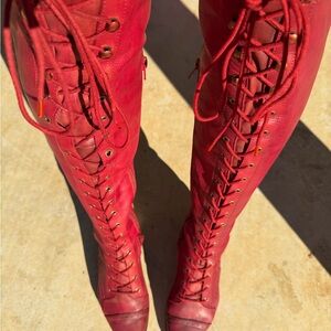 Free People Jeffrey Campbell 9 Red 100% Leather